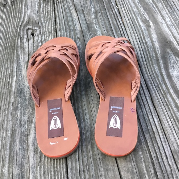 NWOT London Underground leather slip on sandals - Picture 3 of 5